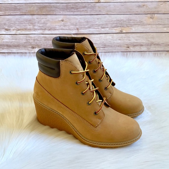 Timberland Wheat Amston 6” Wedge Booties - Picture 2 of 7